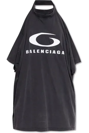 Balenciaga Kleedjes, Dames, Zwart, S, Katoen, Jurk met kreukeleffect