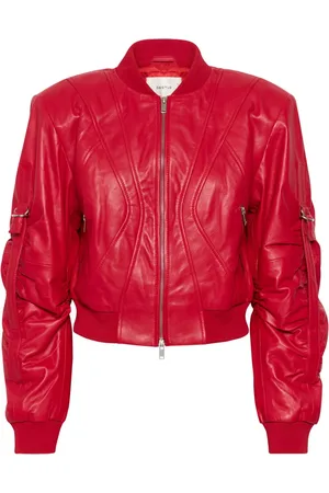 Gestuz Jassen, Dames, Rood, M, Leer, Edgy Rode Bomberjack