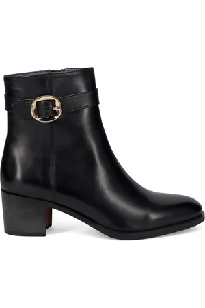Calpierre Schoenen, Dames, Zwart, 40 EU, Leer, Zwarte leren enkellaarzen