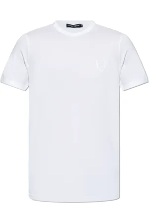 Dolce & Gabbana Tops, Heren, Wit, XS, Katoen, T-shirt met logo