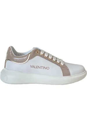 VALENTINO Schoenen, Dames, Wit, 39 EU, Leer, Witte leren sneaker met naakte inzetstukken