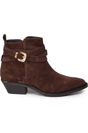 carmens Schoenen, Dames, Bruin, 39 EU, Suède, Bruine Cowboy Laarzen met Zijrits
