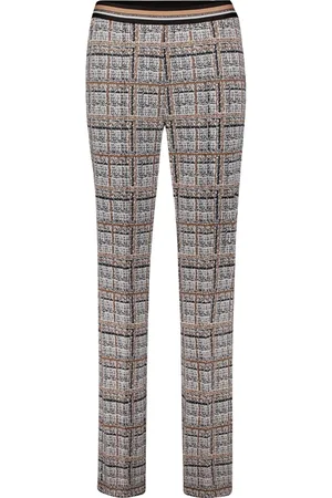 Betty Barclay Broeken, Dames, Grijs, 3Xl, Slim Fit Geruite Broek
