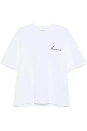 LANEUS Tops, Dames, Wit, L, Jersey T-shirt met slogan