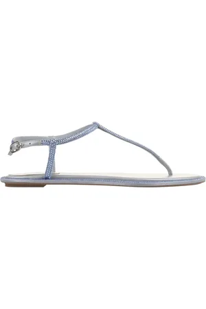 RENE CAOVILLA Schoenen, Dames, Blauw, 36 EU, Leer, Blauwe Juweel Leren Sandalen