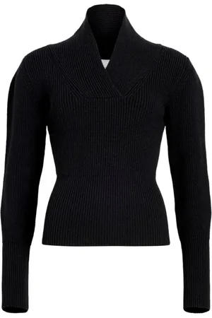 Patou Truien, Dames, Zwart, S, Wol, Zwarte Merinowol Gebreide Trui