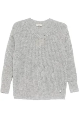 HERNO Truien, Dames, Grijs, S, Diamant Grijs V-hals Jersey Top