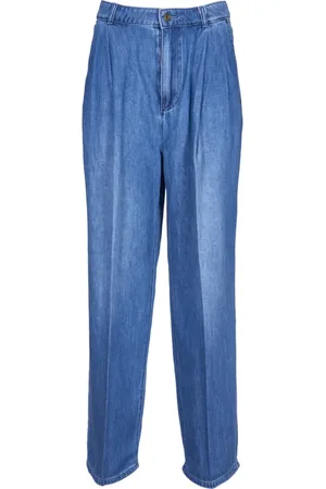 Michael Kors Jeans, Dames, Blauw, S, Denim, Blauwe Denim Jeans met Wijde Plooi