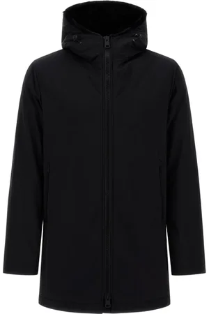 HERNO Mantels, Heren, Zwart, L, Polyester, Parka met bont gevoerd en capuchon