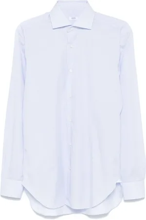 BARBA Overhemden, Heren, Blauw, 2Xl, Katoen, Gestreept katoenen overhemd gemaakt in Italië