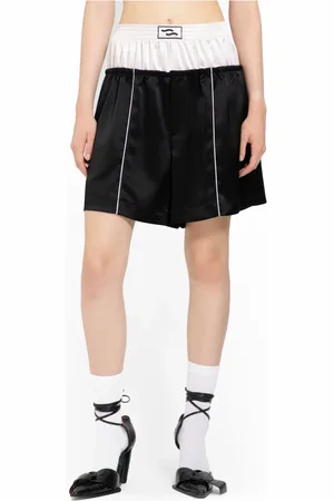 SSHEENA Korte broeken, Dames, Zwart, S, Zwart & Wit Gelaagde Elastische Taille Shorts