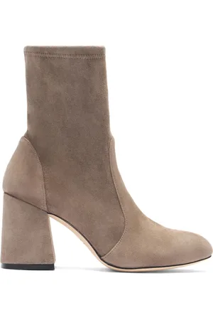 Stuart Weitzman Schoenen, Dames, Grijs, 41 EU, Leer, Flareblock 85 Stretch Bootie