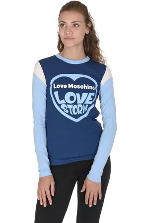 Moschino Tops, Dames, Blauw, L, Katoen, Kleurrijk Katoenen T-shirt