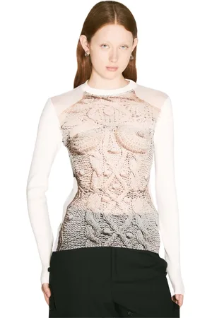 Jean Paul Gaultier Truien, Dames, Veelkleurig, S, Polyester, Grafisch Motief Gebreide Top