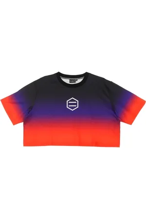 DOLLY NOIRE Tops, Dames, Veelkleurig, S, Polyester, Gradient Crop Top Korte Mouw T-shirt