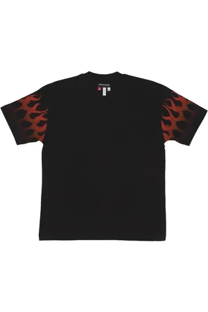 Vision Of Super Tops, Heren, Zwart, M, Katoen, Vlammen Race Tee Zwart/Rood