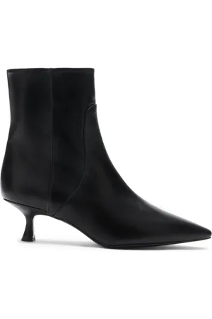 Stuart Weitzman Schoenen, Dames, Zwart, 36 1/2 EU, Leer, Naomi 50 Zip Bootie