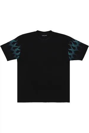 Vision Of Super Tops, Heren, Zwart, L, Katoen, Vlammen Race Tee Zwart Heren T-Shirt
