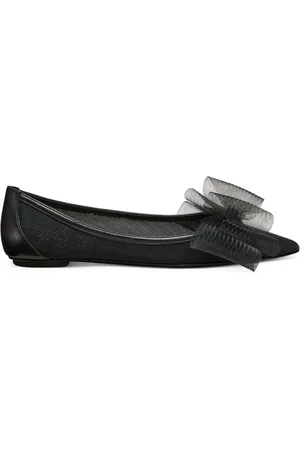 Stuart Weitzman Schoenen, Dames, Zwart, 40 1/2 EU, Leer, Blushing Bow Flat