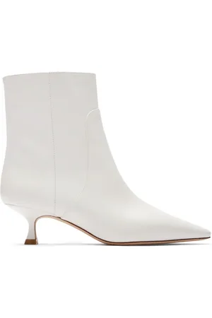 Stuart Weitzman Schoenen, Dames, Wit, 40 EU, Leer, Naomi 50 Zip Bootie