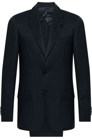 LARDINI Pakken, Heren, Blauw, XL, Wol, Gestreept donkerblauw pak met klassieke details
