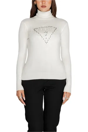 Guess Truien, Dames, Wit, XL, Triangle Logo Trui Lange Mouwen