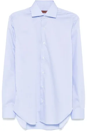 BARBA Overhemden, Heren, Blauw, L, Katoen, Italiaans katoenen overhemd