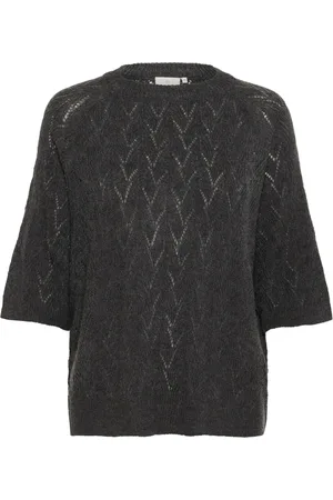 Kaffe Truien, Dames, Grijs, S, Zwart Oester Melange Pullover Sweater