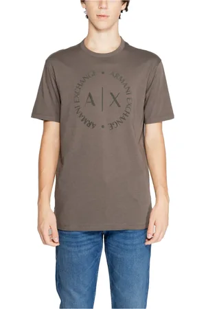 Armani Exchange Tops, Heren, Bruin, S, Katoen, Bruin Effen Ronde Hals T-shirt