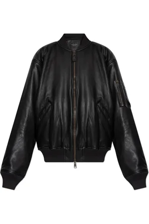 Balenciaga Jassen, Dames, Zwart, S, Leren jack type bomber