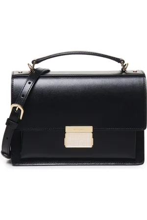 Golden Goose Tassen, Dames, Zwart, ONE Size, Leer, Zwarte leren handtas met gouden hardware
