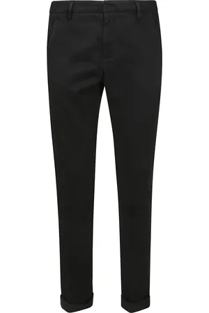 Dondup Broeken, Heren, Zwart, W33, Katoen, Slim Chino Broek met Achterzakken