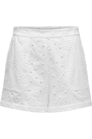 ONLY Korte broeken, Dames, Wit, S, Katoen, Katoenen Dames Shorts