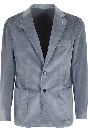 L.B.M. 1911 Jassen, Heren, Blauw, L, Katoen, Gewassen fluwelen jas met 1000 strepen