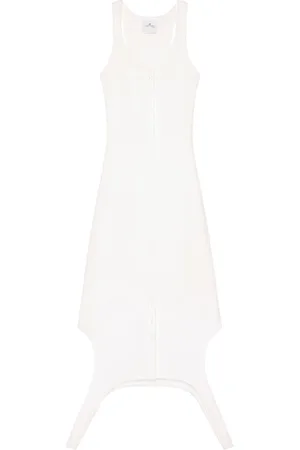 Courrèges Kleedjes, Dames, Wit, S, Witte Gebreide Mouwloze Jurk Racerback