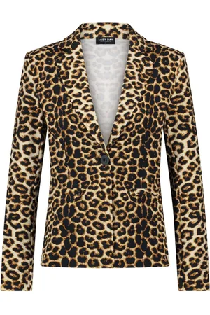 Lady Day Jassen, Dames, Bruin, S, Leer, Luipaardprint Blazer