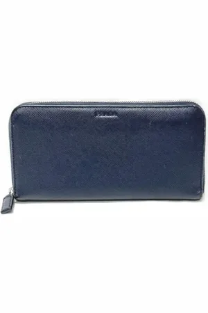 Prada Pre-owned, Heren, Blauw, ONE Size, Tweedehands leren portemonnees