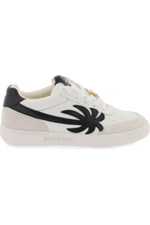 Palm Angels Schoenen, Heren, Wit, 41 EU, Leer, Gewatteerde leren sneakers met palmboom