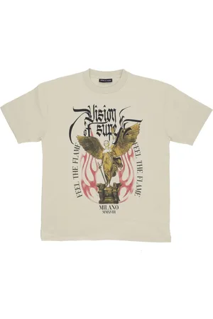 Vision Of Super Tops, Heren, , L, Katoen, Gotische Vlammen Tee Sand Heren T-shirt