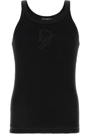 Dolce & Gabbana Tops, Heren, Zwart, L, Katoen, Zwart Katoenen Tanktop
