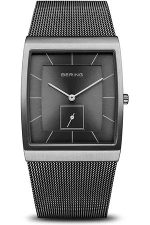 Bering Accessoires, Heren, Grijs, ONE Size, Herenhorloge Milanese Armband Roestvrij Staal saffierglas 41mm Grijs 16033-377