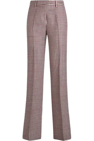 Etro Broeken, Dames, Rood, M, Houndstooth Slim Fit Broek