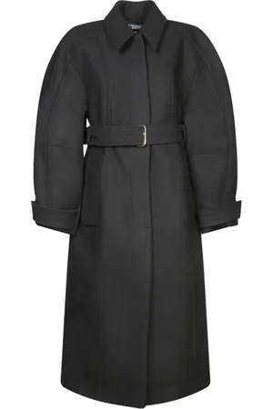 Jacquemus Mantels, Dames, Zwart, M, Wol, Zwarte Wollen Jas Aw 24 Stijlvol