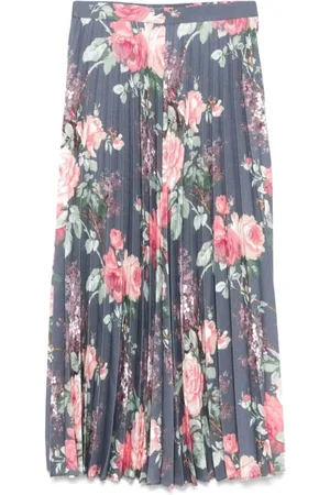 JUNYA WATANABE Rokken, Dames, Veelkleurig, S, Blauwe Bloemenprint A-Lijn Rok