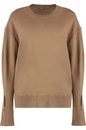 Stella McCartney Truien, Dames, Bruin, S, Wol, Geribbelde Gebreide Wollen Trui