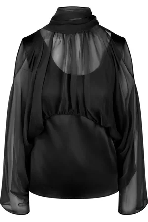 Alberta Ferretti Blouses & Shirts, Dames, Zwart, S, Organza, Satin en Organza Top