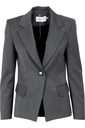 SIMONA CORSELLINI Jassen, Dames, Grijs, L, Leer, Stijlvolle Viscose Blend Jas