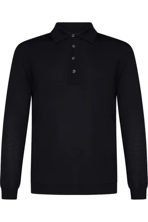 LOW BRAND Tops, Heren, Blauw, L, Wol, Blauwe Merino Wol Polo Shirt