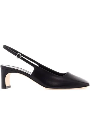 Aeyde Schoenen, Dames, Zwart, 40 EU, Leer, Slingback met Vierkante Neus en Sculpturale Hak