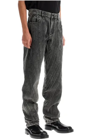 MUGLER Jeans, Heren, Zwart, W32, Denim, Spiral Baggy Denim Jeans